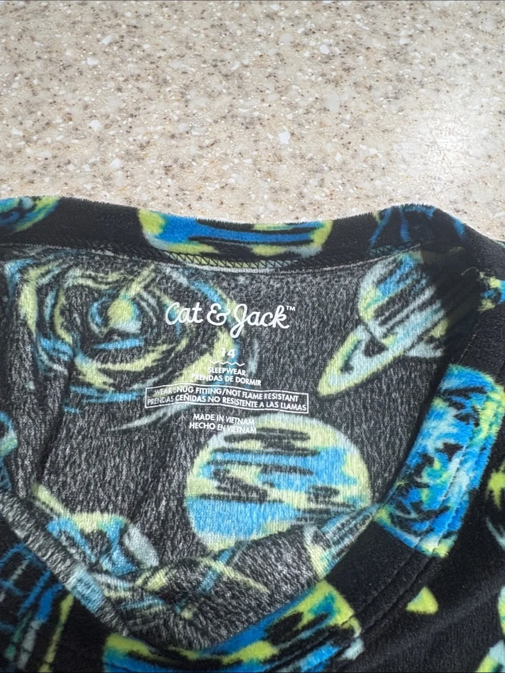 Cat & Jack size 14 space themed fleece/velour pajamas